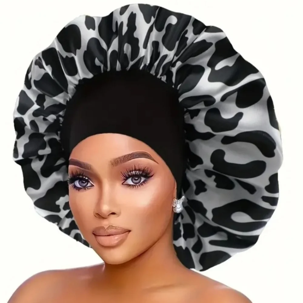 Leopard Print Silky Satin Hair Bonnet